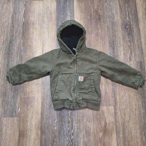 Carhartt Children's Olive Green Hooded Coat, Sz XXS (4-5) - Picture 2 of 8